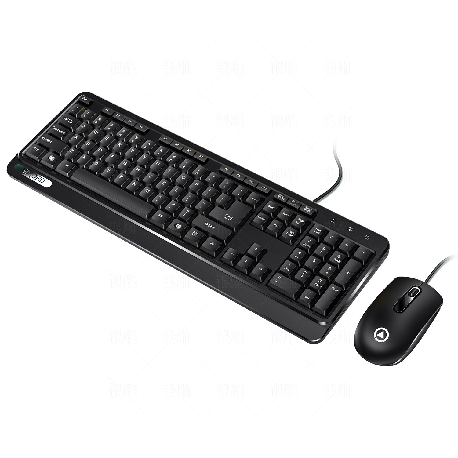 Silver Carving V1 Wired Keyboard Mouse Set Office Computer Accessory in White