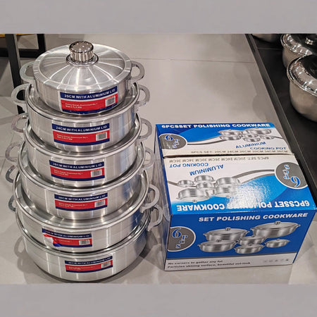 As shown Premium Thick Heavy Aluminum 6 Piece Soup Pot Set