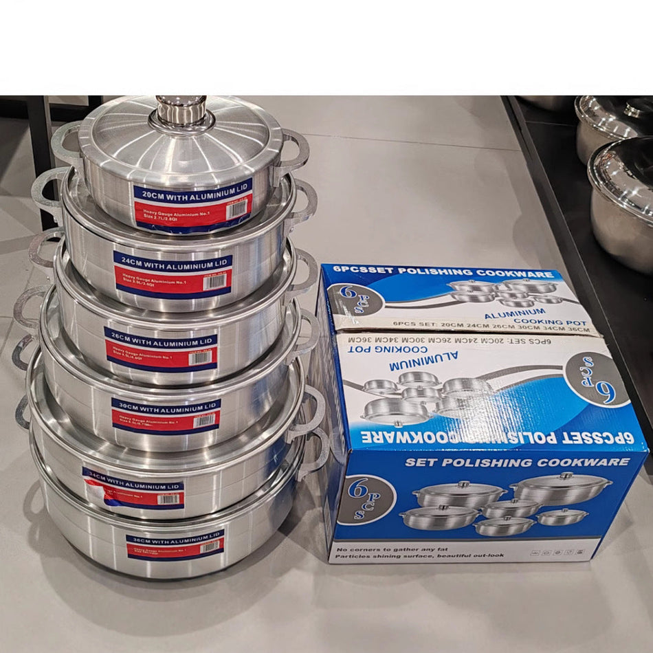 Premium Thick Heavy Aluminum 6 Piece Soup Pot Set
