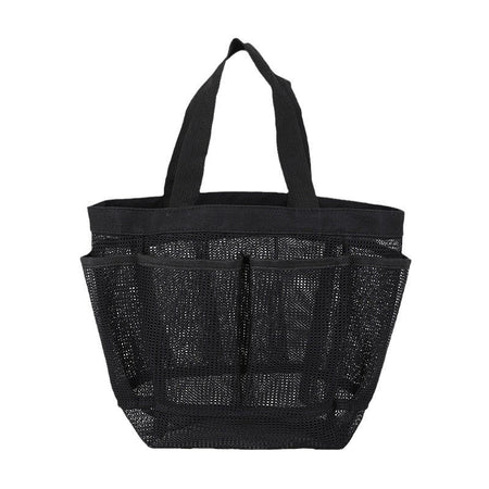Black Portable Mesh Beach Bag Large Capacity Travel Toiletry Organizer
