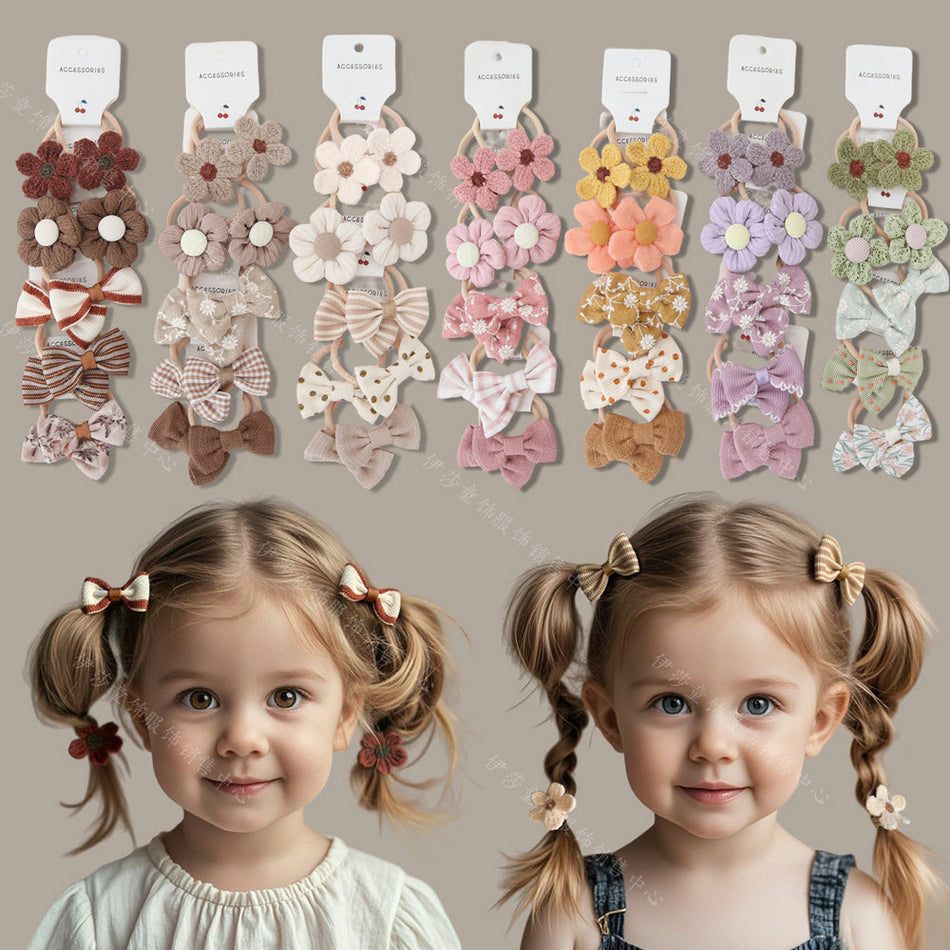 Girls Bow Hair Tie Set Colorful Elastic Hair Accessories
