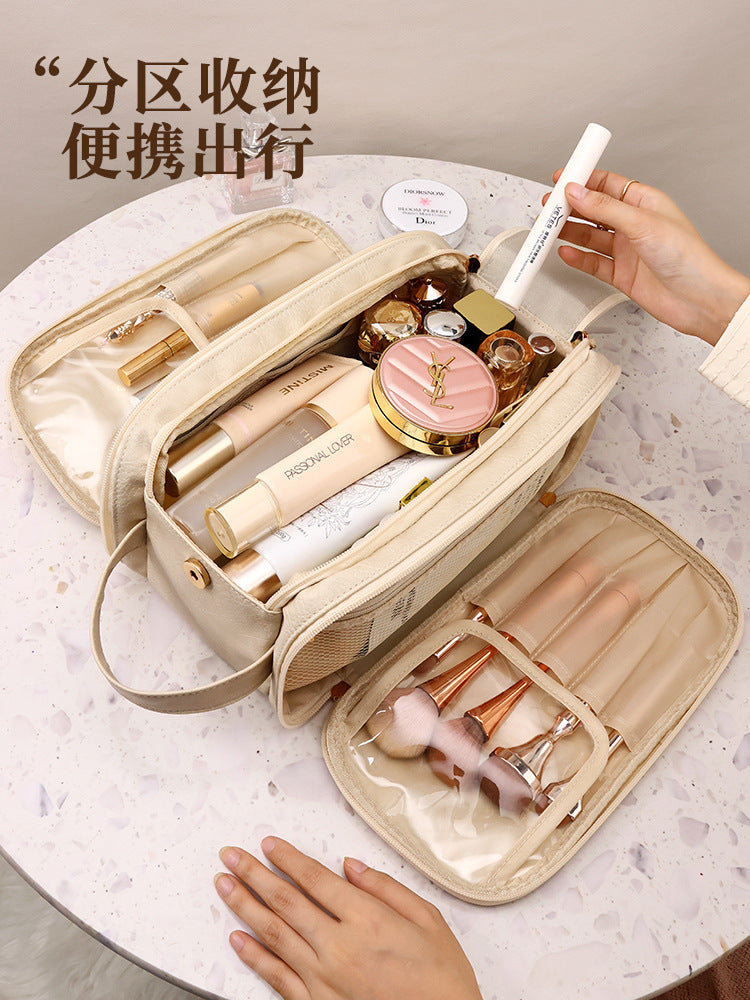 Double Zipper Cosmetic Bag Large Capacity Travel Toiletry