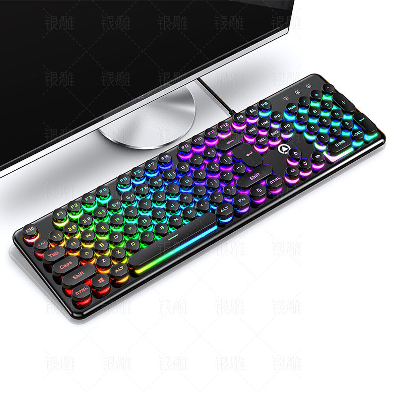 Silver Carving V7 Crystal Mechanical Feel Wired Gaming Keyboard RGB in Pink