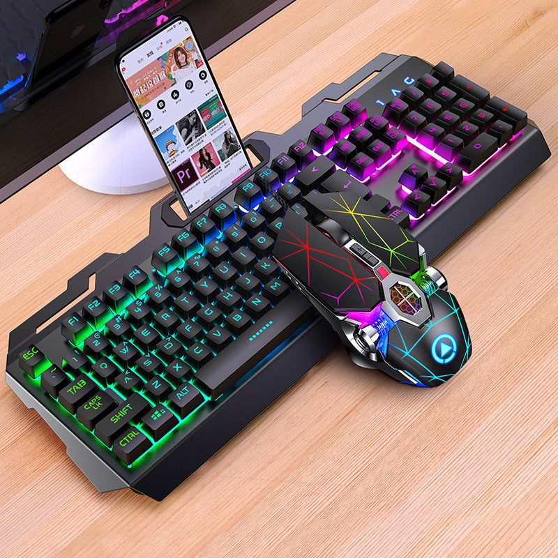 Silver Carving Gaming Keyboard Mouse Headset 3-Piece Set Wired
