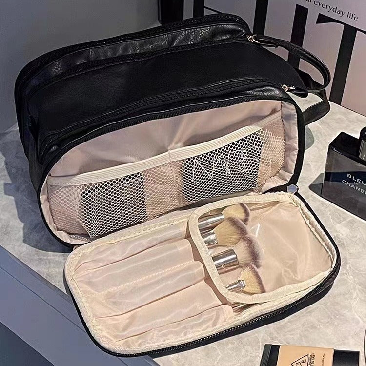 Black Women's Large Capacity Cosmetic Bag Travel Makeup Organizer