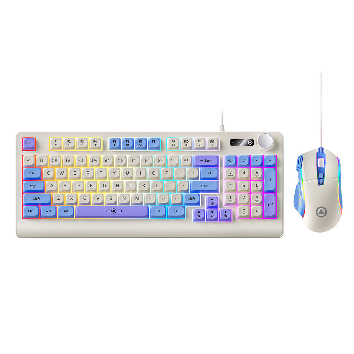 Silver Carving KM900 Wired Gaming Keyboard Mouse Set RGB Combo in Purple