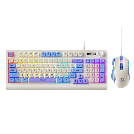 Silver Carving KM900 Wired Gaming Keyboard Mouse Set RGB Combo in Purple