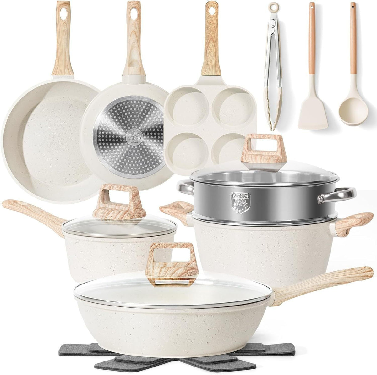Black 12- Premium 12 Piece Imitation Maifan Stone Cookware Set