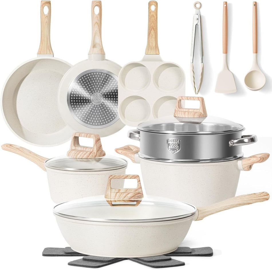 Black 12- Premium 12 Piece Imitation Maifan Stone Cookware Set