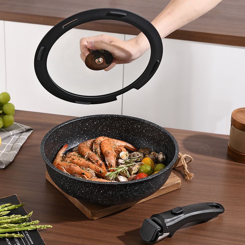 Maifan Stone Stackable Non-Stick Pot Set with Detachable Handle