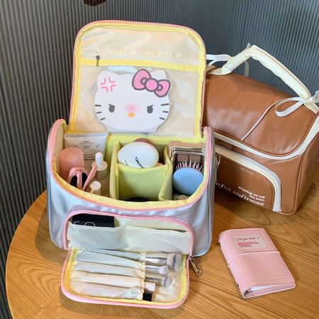 Silver Cute Waterproof Cosmetic Bag Large Capacity Travel Organizer