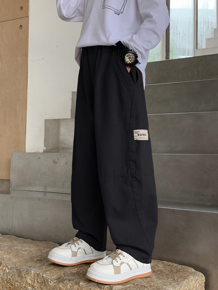 Boys Cotton Cargo Pants Loose Fit Casual Sports Trousers