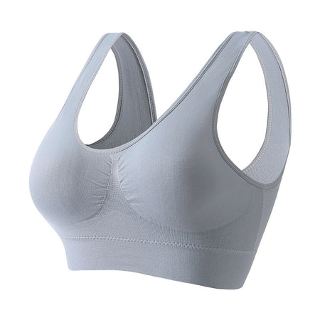 Black-No Chest Pad Plus Size Wireless Sports Bra with Push Up Racerback Design