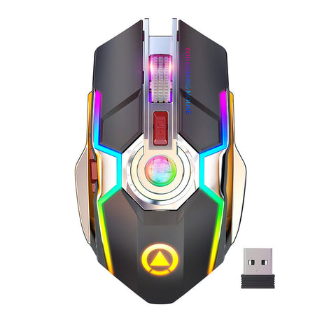 Silver Carving A5 Wireless RGB Gaming Mouse Rechargeable Silent in Black