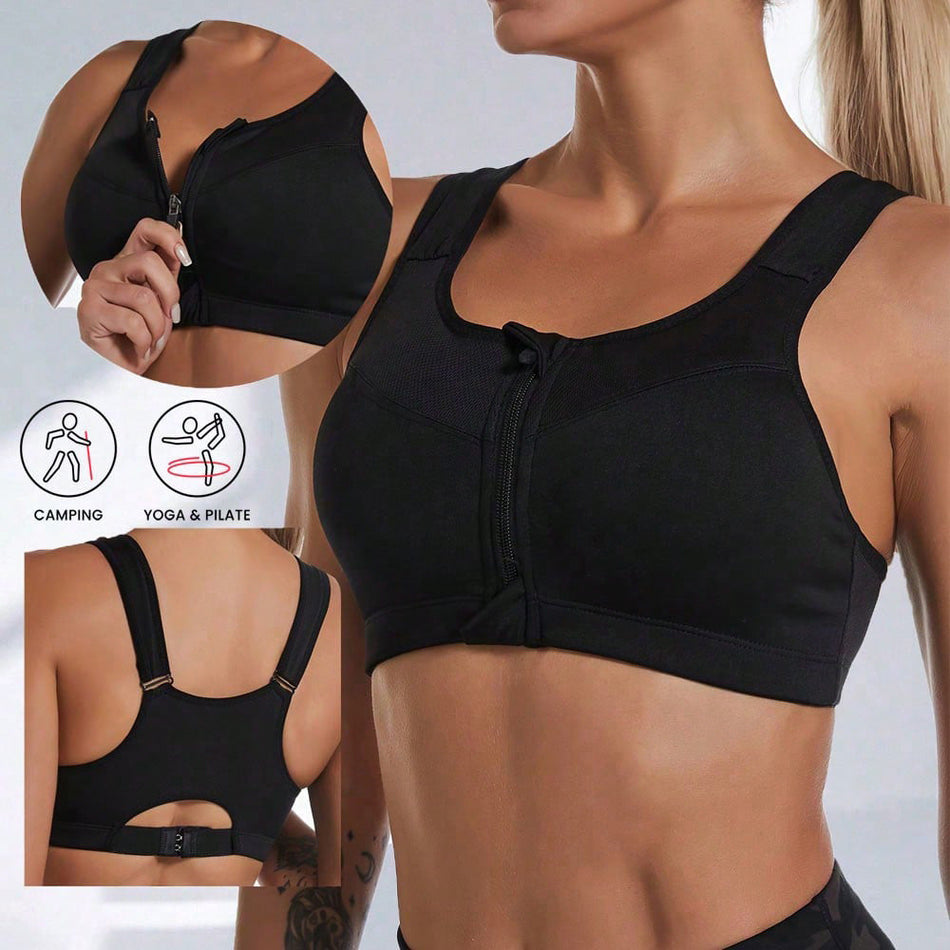 Adjustable High Support Sports Bra for Running and Fitness