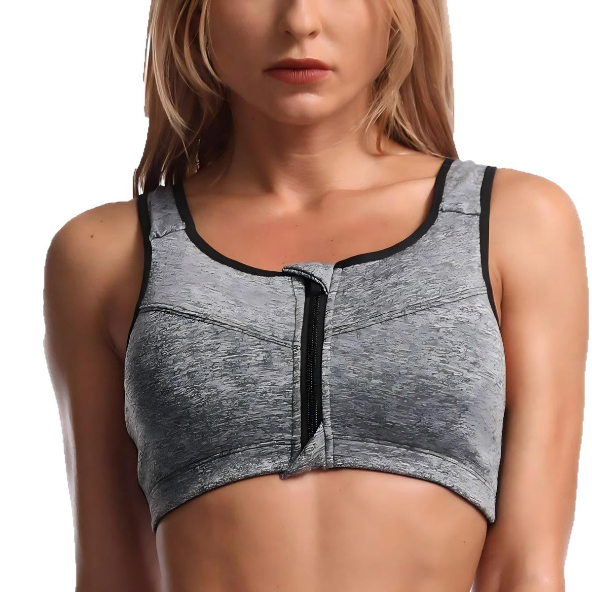 grey Adjustable High Support Sports Bra for Running and Fitness