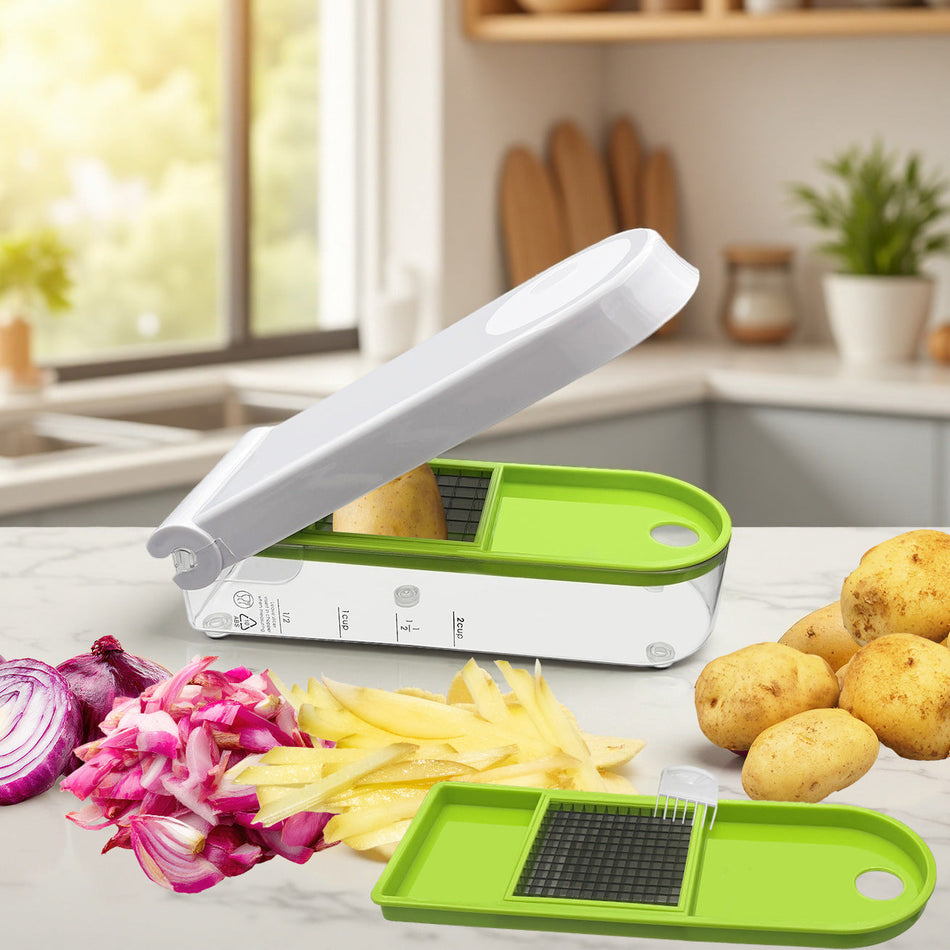 White Multi-Functional Manual Press-Type Vegetable Cutter and Dicer