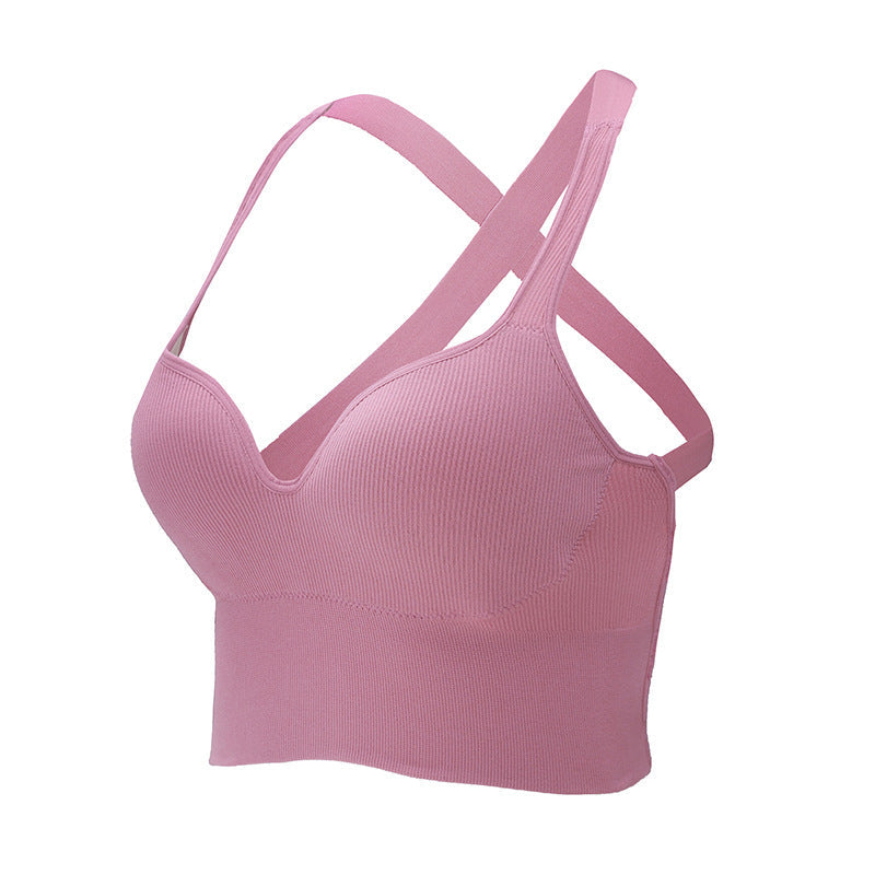 Black Cross Back Push Up Sports Bra with Cotton Cup Support