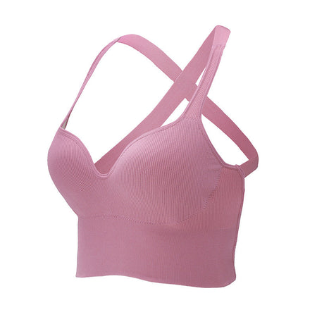Black Cross Back Push Up Sports Bra with Cotton Cup Support