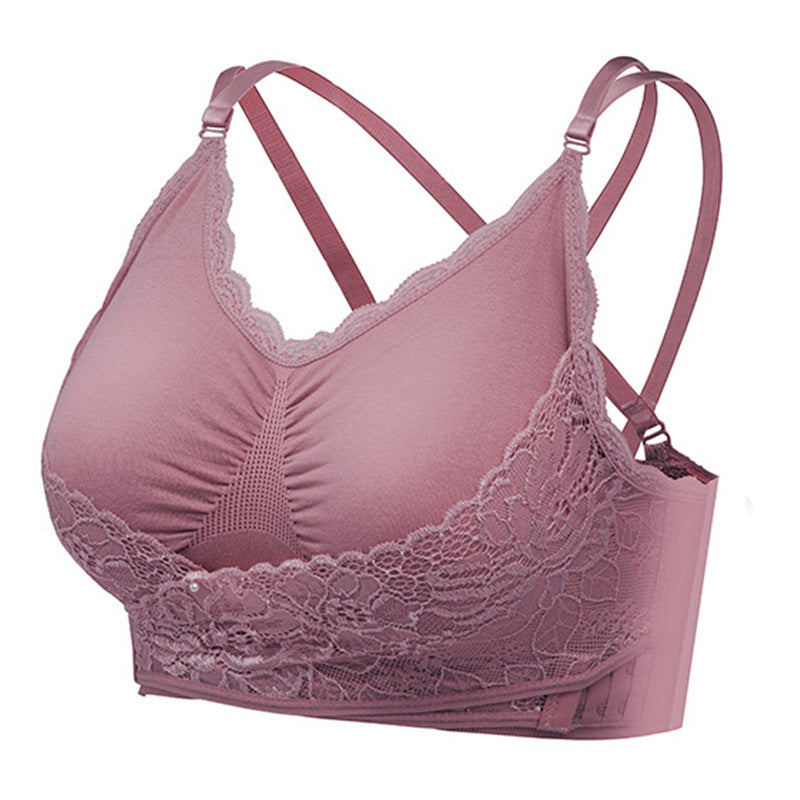 Black Lace Side Buckle Beauty Back Sports Bra with Double Straps