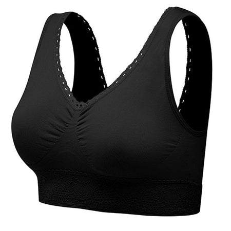 Black U-Back Lace Seamless Wireless Sports Bra Beauty Back