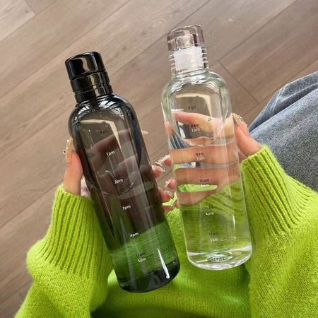 450ml transparent Simple Plastic Sports Water Bottle with Measurement Scale 450-560ML
