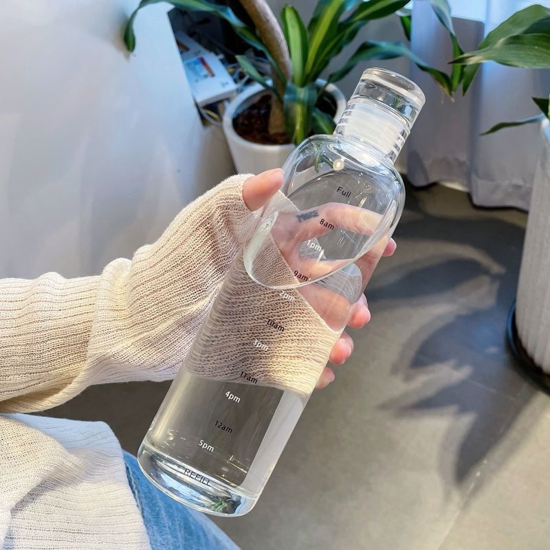 Simple Plastic Sports Water Bottle with Measurement Scale