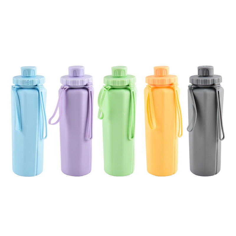 Nordic blue Premium Foldable Silicone Large Capacity Outdoor Sports Water Bottle 600ML