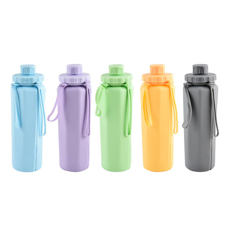 Nordic blue Premium Foldable Silicone Large Capacity Outdoor Sports Water Bottle 600ML