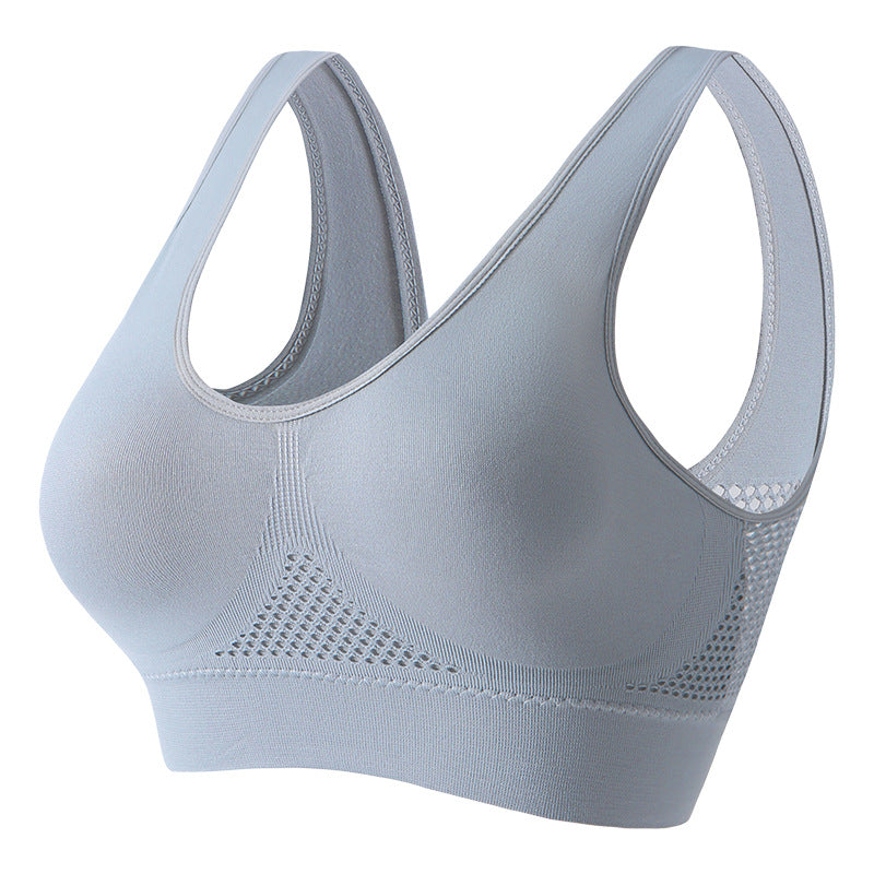 Black - no breast pads Plus Size Wireless Sports Bra with Beauty Back Support