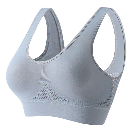 Black - no breast pads Plus Size Wireless Sports Bra with Beauty Back Support