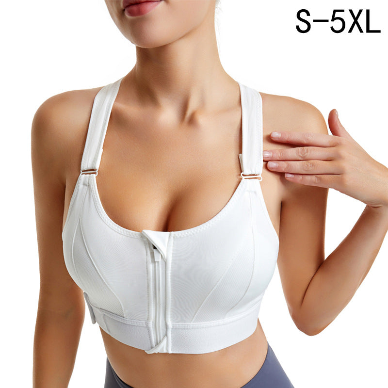 Front Zipper Wireless Push Up Sports Bra Plus Size Support