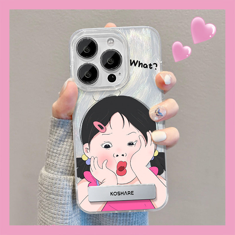 Cute Cartoon Girl Phone Case with Stand for Huawei Pura & More