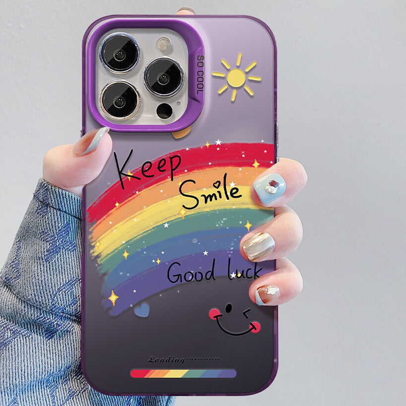 Silver rainbow smiley phone case for huawei mate & multi-brand models