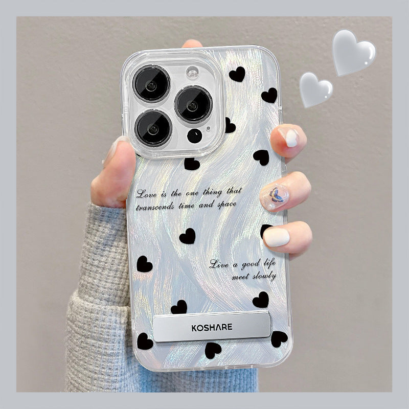 Black bow & heart stand phone case for oppo, vivo and xiaomi