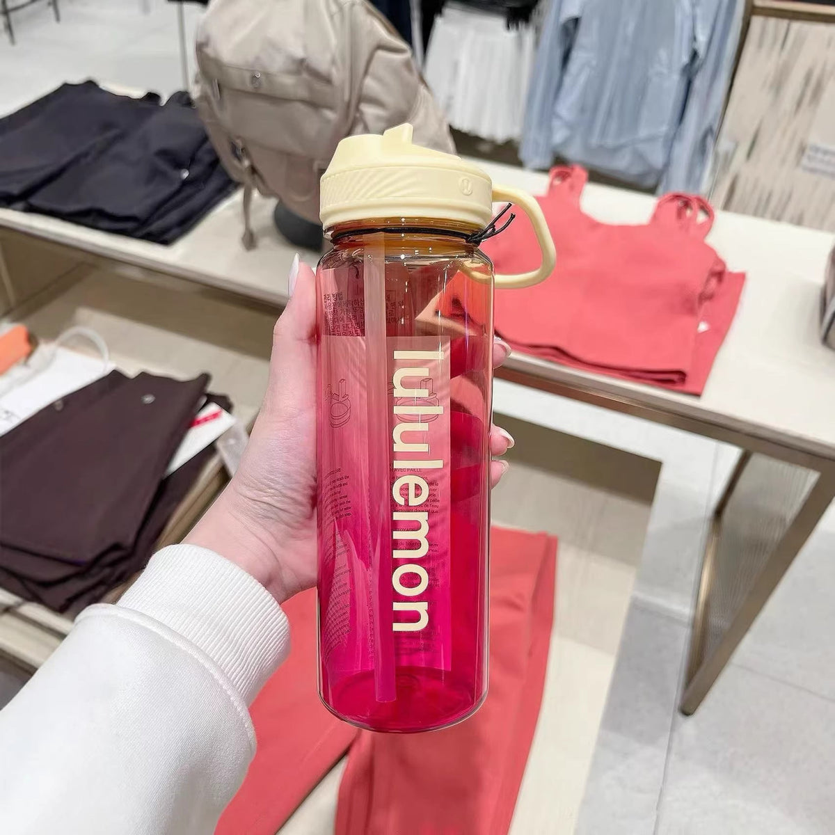 Lulu water Premium Lululemon Back to Life Style Transparent Straw Sports Water Bottle 710ml