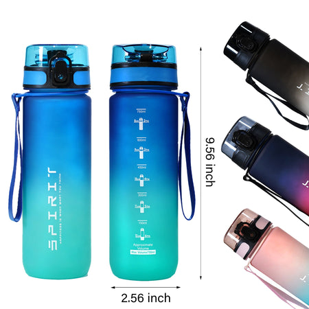 Black and Premium Cross-Border Large Capacity Frosted Gradient Sports Water Bottle 500ml