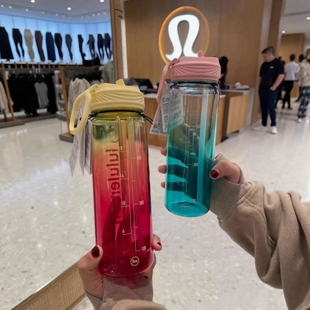 Lulu water Premium Lululemon Back to Life Style Transparent Straw Sports Water Bottle 710ml
