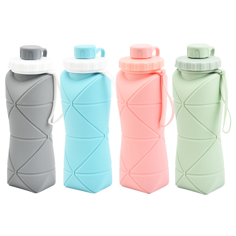 Grey kettle Premium Creative Large-Capacity Foldable Silicone Outdoor Sports Water Bottle 600ML