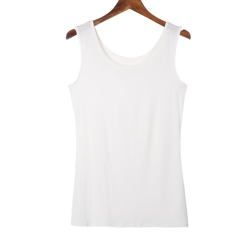 White Women's Cropped Camisole Vest Slim Fit Layering Top