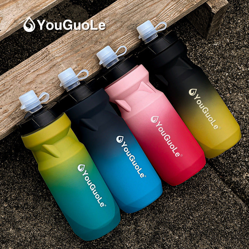 Blue-black gradient Premium 650ml Squeeze Cycling Kettle and Portable Sports Water Bottle