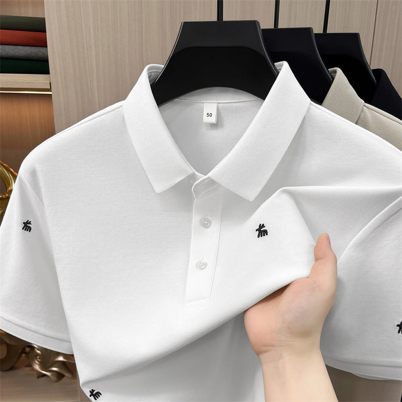 Men's Cotton Blend Embroidered Polo Shirt Cooling Comfort