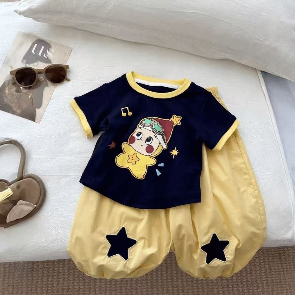 Girls Summer Short Sleeve Top and Pants Set