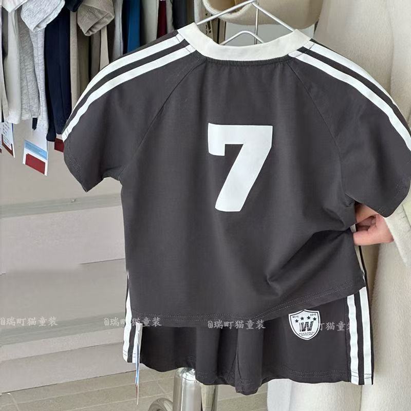 Kids Cotton Striped Short Sleeve Shirt and Shorts Set