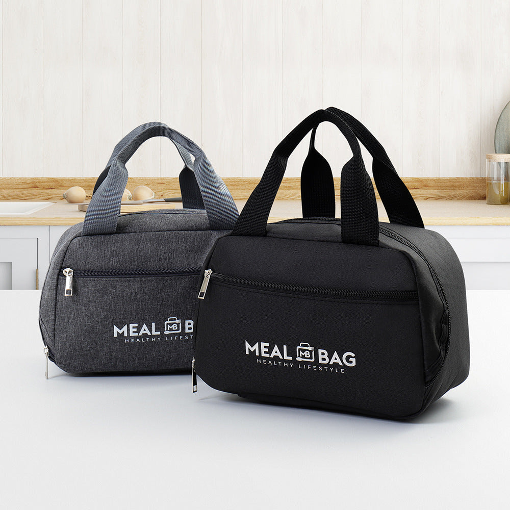 Cationic black Premium Thickened Insulated Lunch Handbag with Quick-Release Buckle for Office and Students