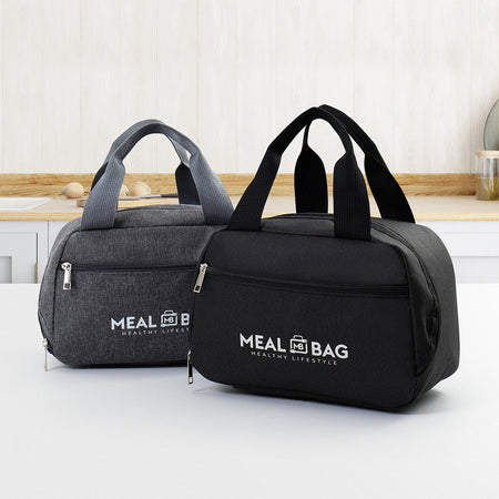 Cationic black Premium Thickened Insulated Lunch Handbag with Quick-Release Buckle for Office and Students