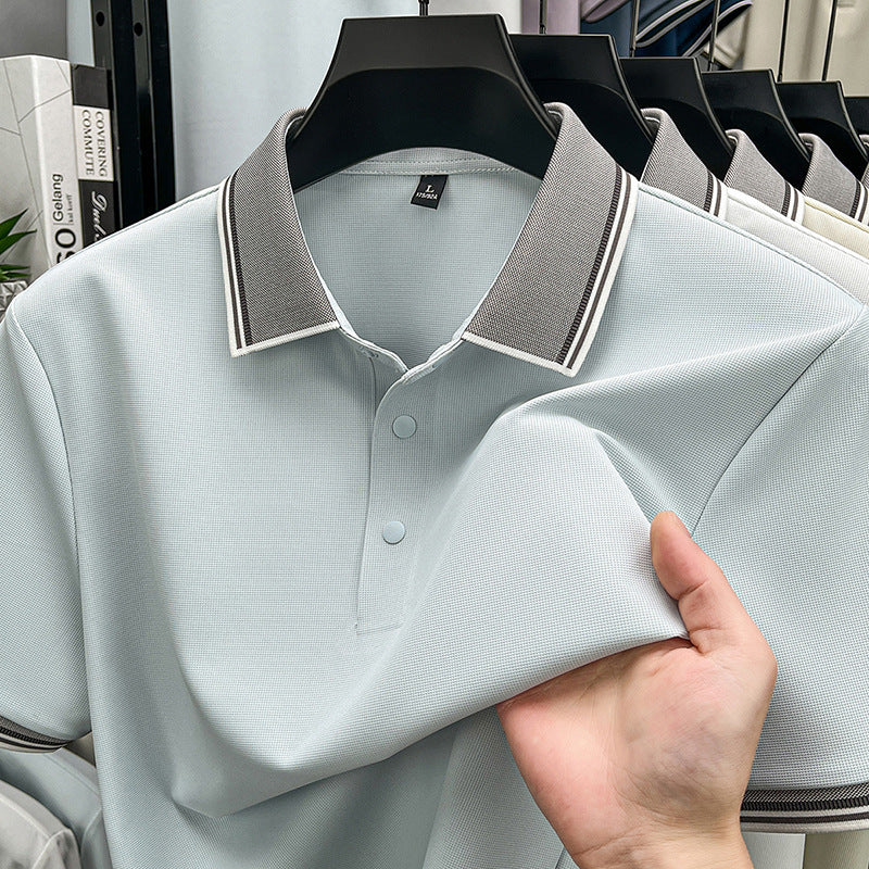 Apricot Men's Ice Silk Polo Shirt Breathable Cooling Casual Fit