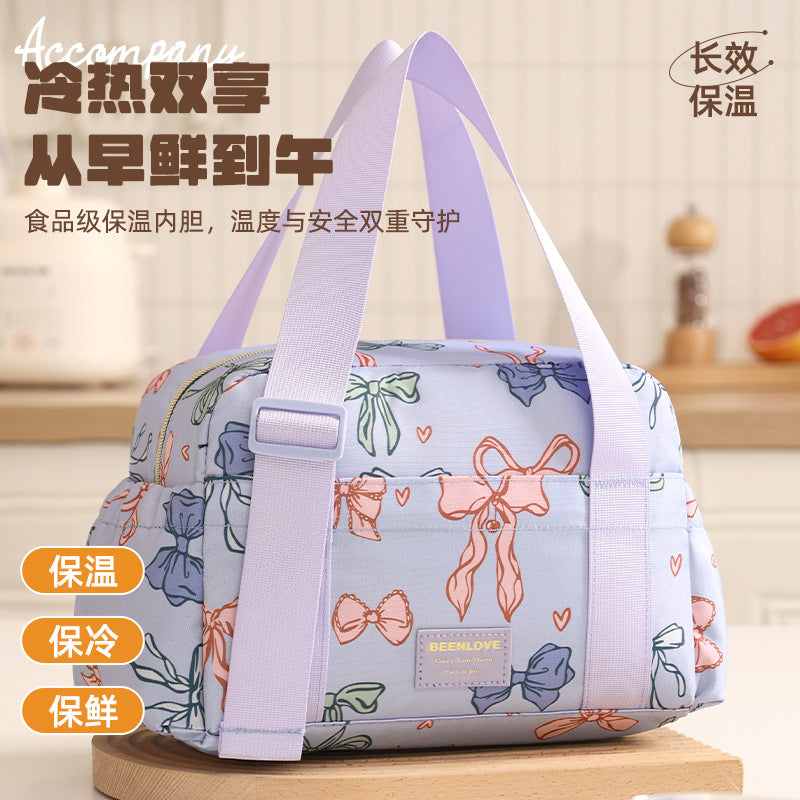 Premium Large-Capacity Bow Insulated Lunch Bag & Satchel Meal