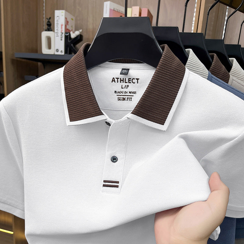 Men's Pure Cotton Embroidered Polo Shirt Breathable Comfort