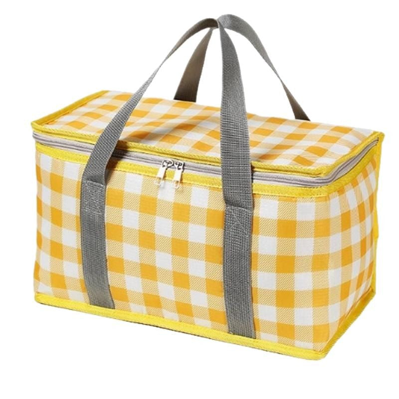 Red checkered Premium Thickened Insulated Outdoor Picnic Bag & Portable Lunch Tote 35*20*20cm